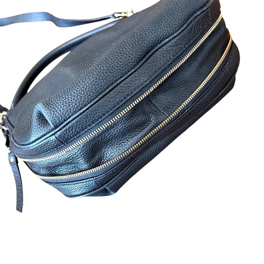 Kate Spade Ella Pebbled Leather Expandable Crossbody Shoulder Bag Black
